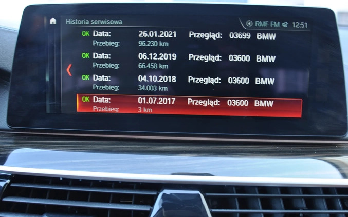 BMW Seria 5 cena 111500 przebieg: 157716, rok produkcji 2017 z Obrzycko małe 407